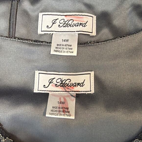 Jessica Howard Woman 14 14W Lacy Cocktail Sheath Dress & Jacket Set BLACK Gold - Picture 7 of 11